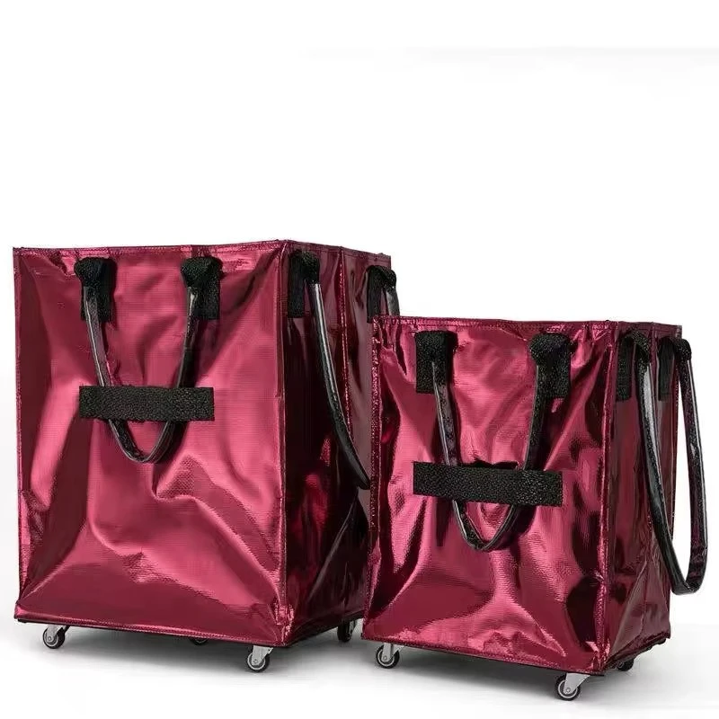 Wholesales PP Woven Tote Trolley Bag Foldable Rolling Bag Wholesales PP Woven Tote Trolley Bag Foldable Rolling Bag