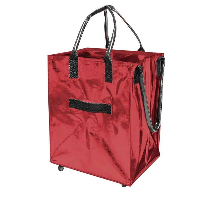 Wholesales PP Woven Tote Trolley Bag Foldable Rolling Bag Wholesales PP Woven Tote Trolley Bag Foldable Rolling Bag