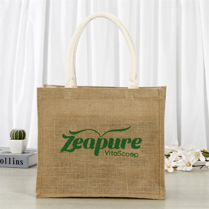 Nakupovalna torba iz naravne jute z natisnjenim logotipom